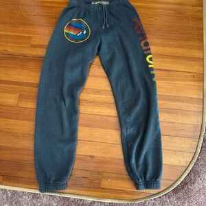 Aviator Nation Charcoal Joggers with Rainbow Logo